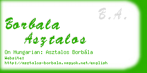 borbala asztalos business card